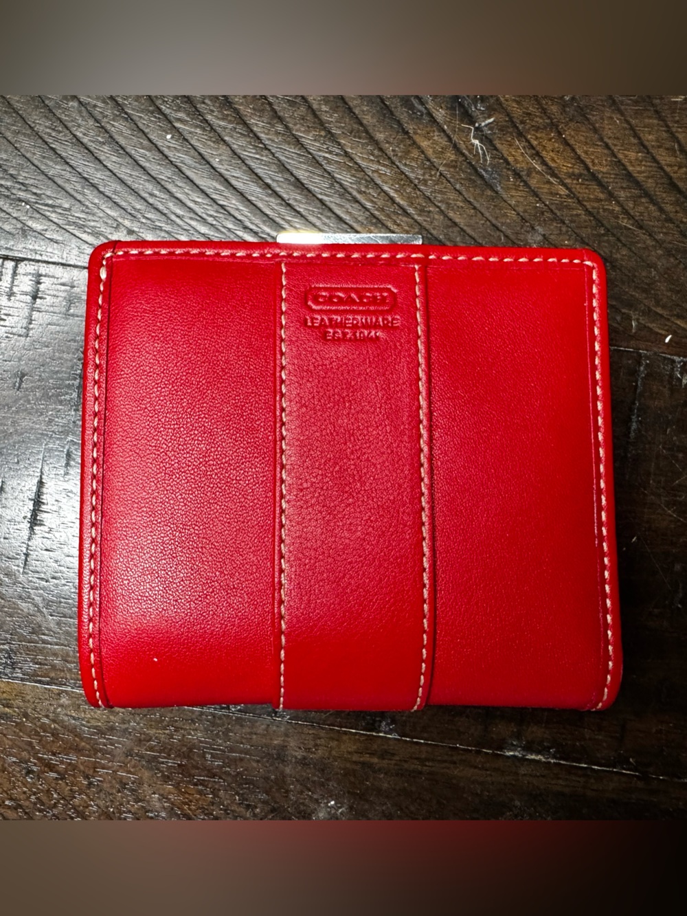 Vintage Coach Red Leather Kisslock Wallet
